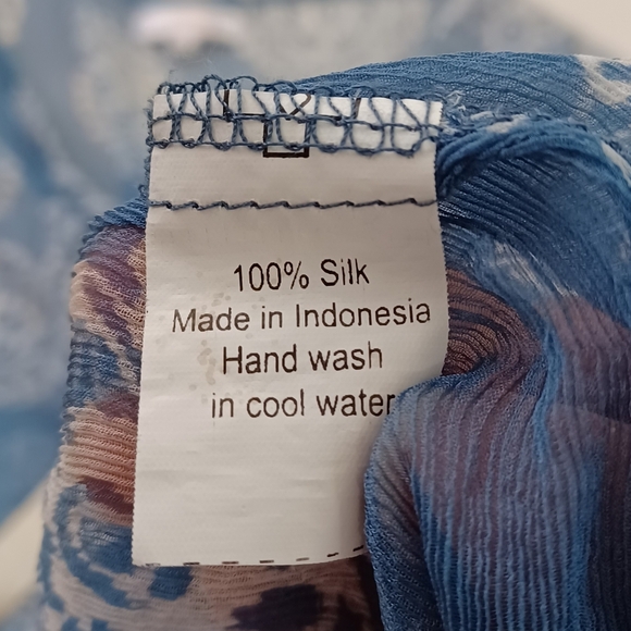 Sarah Stewart 100% Silk Sheer Artsy Printed Tunic Top - Picture 11 of 16